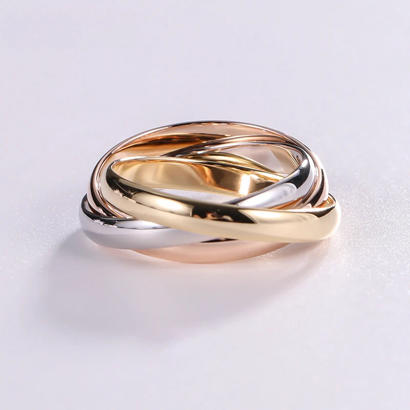 Sterling silver rose gold internet three-color ring