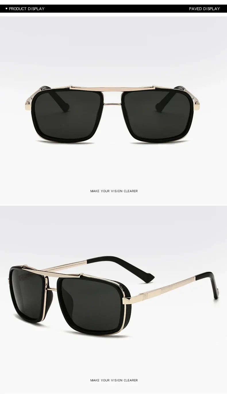 Polarized Punk Sunglasses Men Vintage Fashion Steampunk Square Sun Glasses Male Driving Googles Summer Travelling Shades UV400