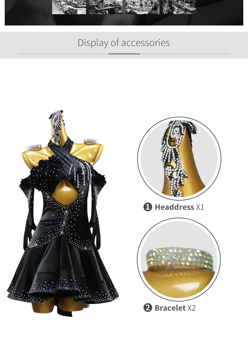Dance Dress For Woman New Girls Latin Competition Costume Womens Suit Adult Stage Outfit Party Ladies Dancewear Ballroom Clothes