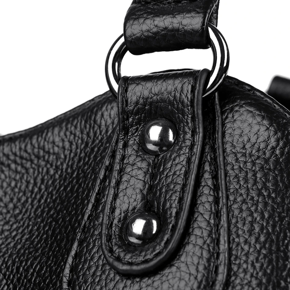 2024 New 3-layer Large Capacity Women Tote Bag Fashion Women's Trendy Shoulder Bags High Quality Soft Leather Female Handbag Sac