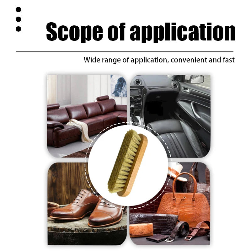 1PC Horse Hair Wood Shoe Brush for Leather Care, Dashboard Detailing and Polishing