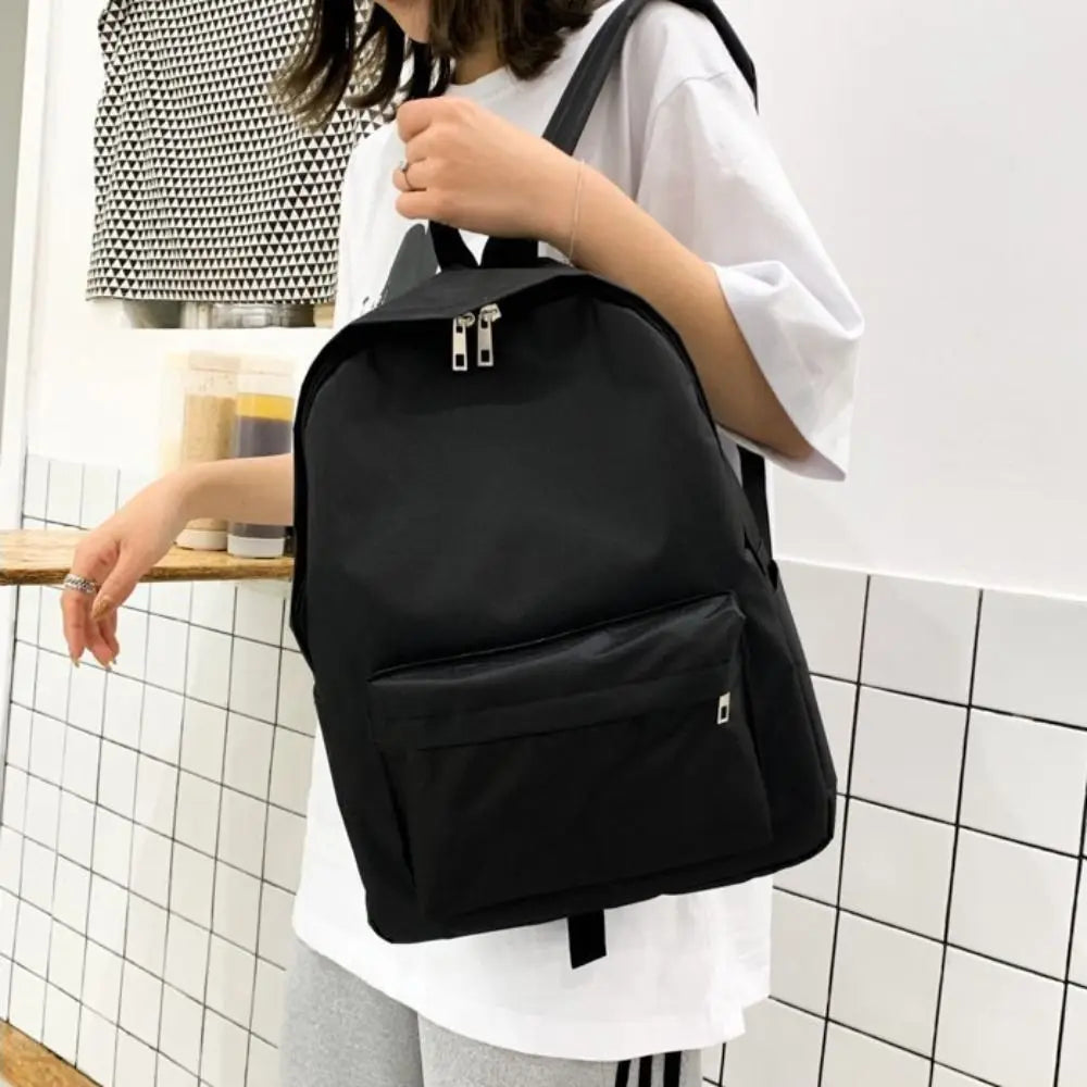 Casual Simple Solid Color Backpack Fashion Schoolbag School Bags Large Capacity Travel Backpack Book Bags Teenagers