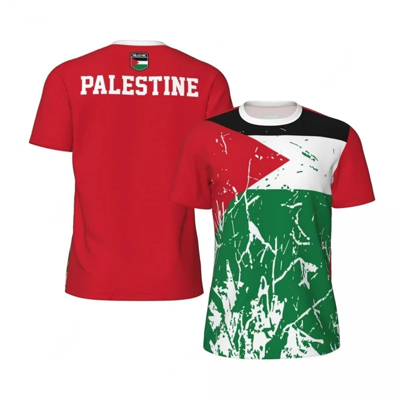 Palestine Flag Football T Shirts For Men Fashion Summer National Emblem 3D Printed Jersey Casual Quick Dry Breathable Tees Tops