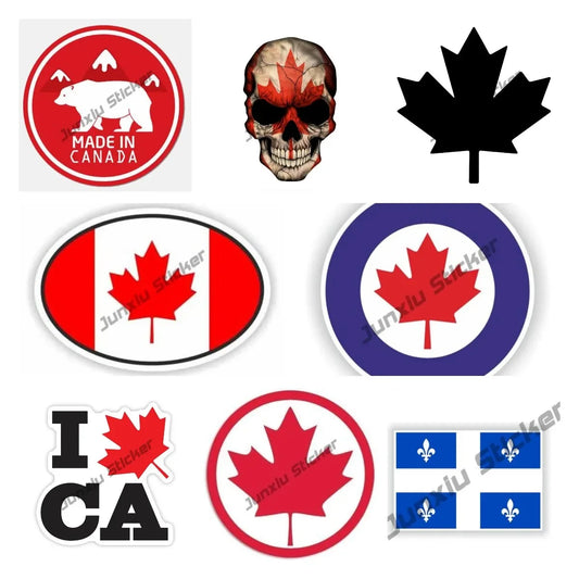 Fashion Canada Decals Canada Round Maple Leaf Decal Canadian Oval Flag Decal Quebec Canada Flag Sticker Premium Quality Stickers