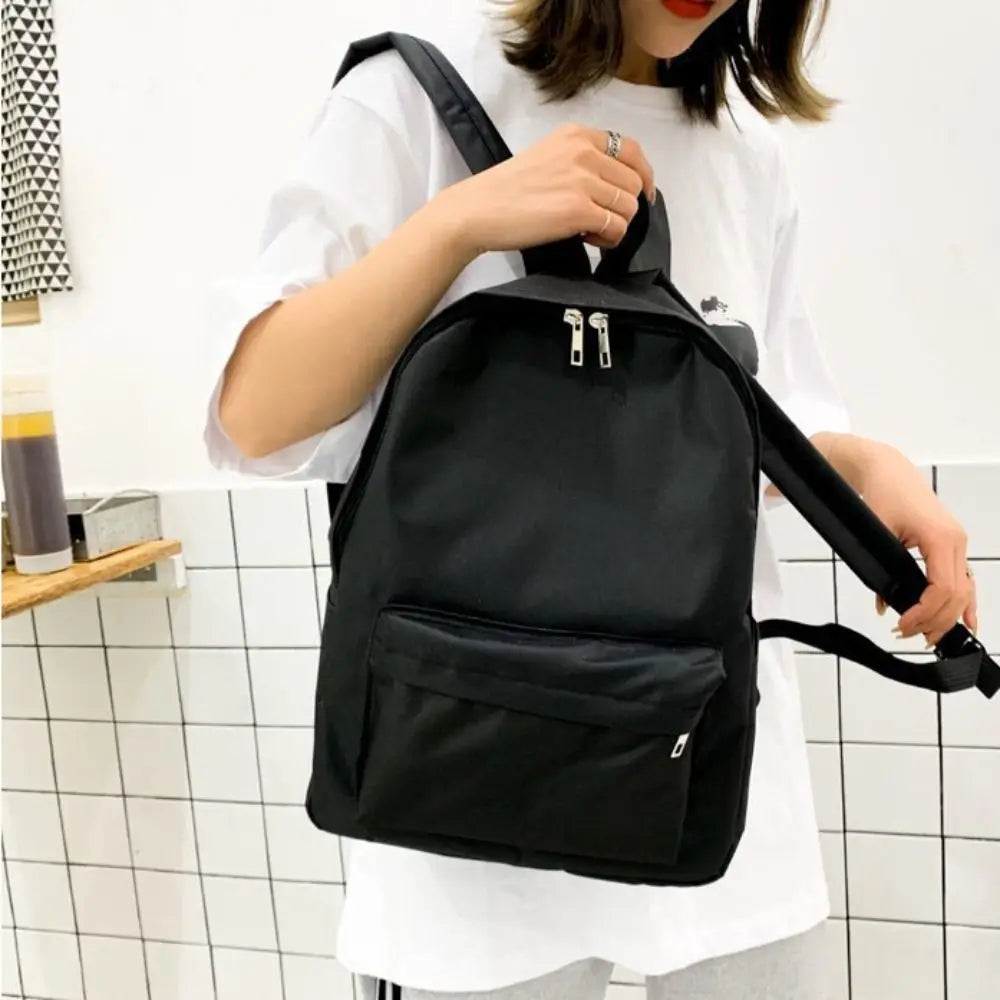 Casual Simple Solid Color Backpack Fashion Schoolbag School Bags Large Capacity Travel Backpack Book Bags Teenagers