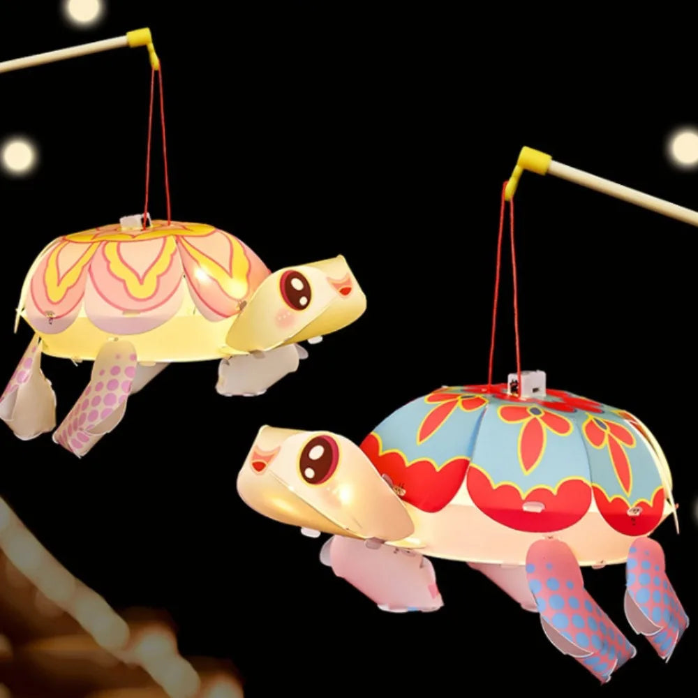 Cartoon Middle Autumn Festival Lantern LED Light Cute Festival Lantern Material Kits Luminous DIY Craft Hanging Lamps