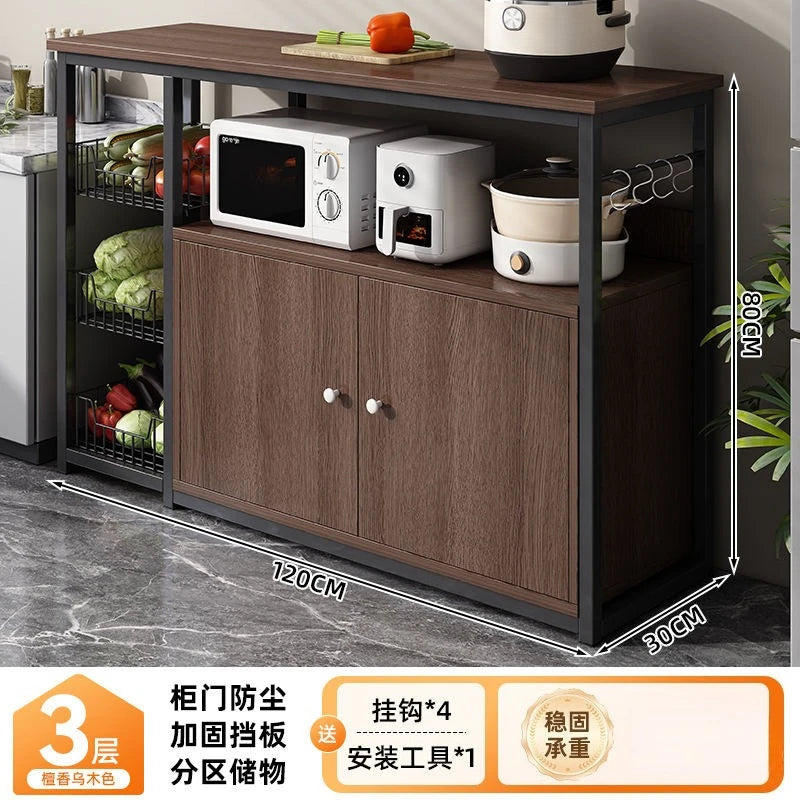 Heavy Duty Large Capacity Storage FurniturePantry Cabinet with Adjustable Shelves & Mesh Baskets Microwave Dishes