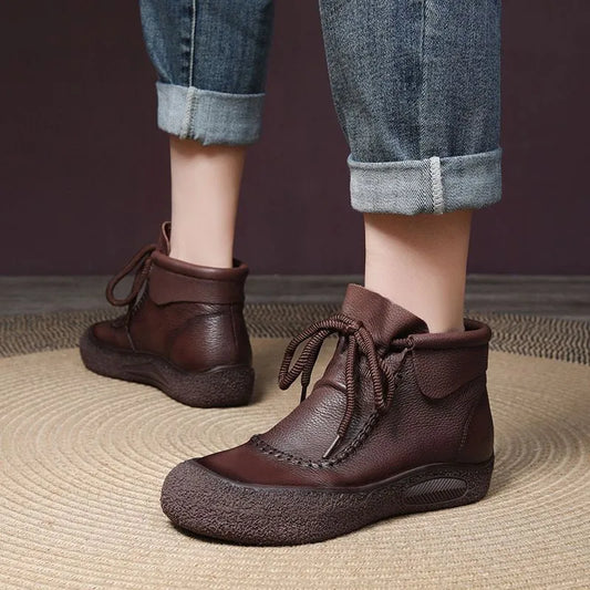 2024Women's Shoes National Style Antiskid Soft Soled Flat Shoes Casual Short Boots Autumn and Winter New Women's Boots