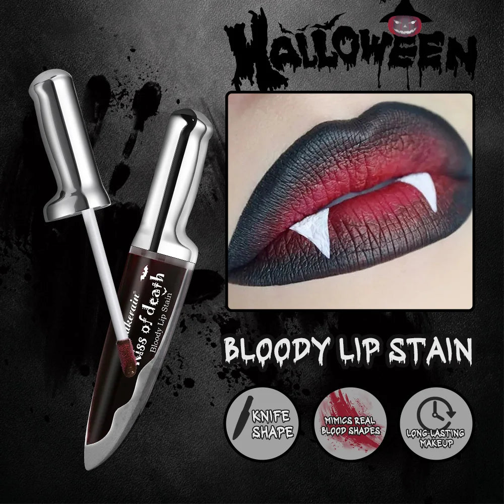 Lakerain 4pcs Kiss of Death Lip Stain Kit  Blood-stained Lip Look Long Water Proof Matte  DEVILS KISS WITCH'S CURSE Gothic Makeu