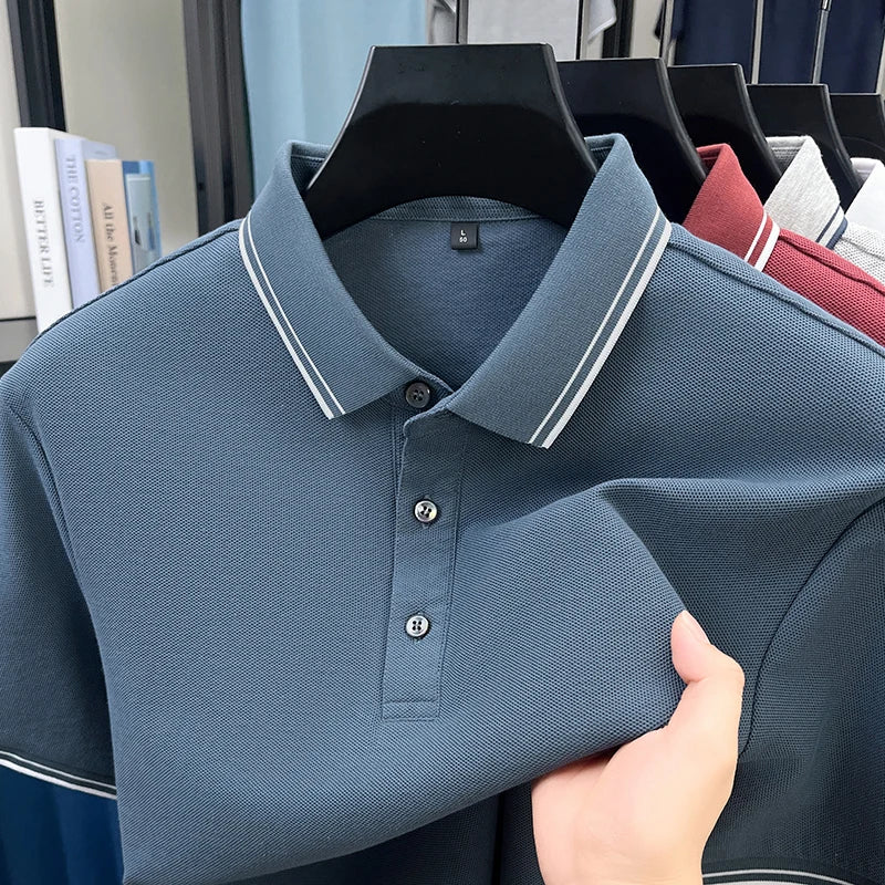 100% pure cotton summer men' luxury brand polo shirt temperament golf short style business casual high-quality T-shirt short top
