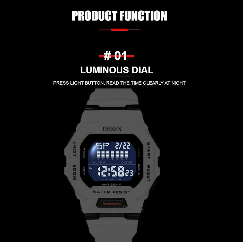Outdoor Sport Watch for Men G Style Digital Mens Watches 50M Waterproof Green Hombre Male Tactical Electronic Wristwatch Gifts