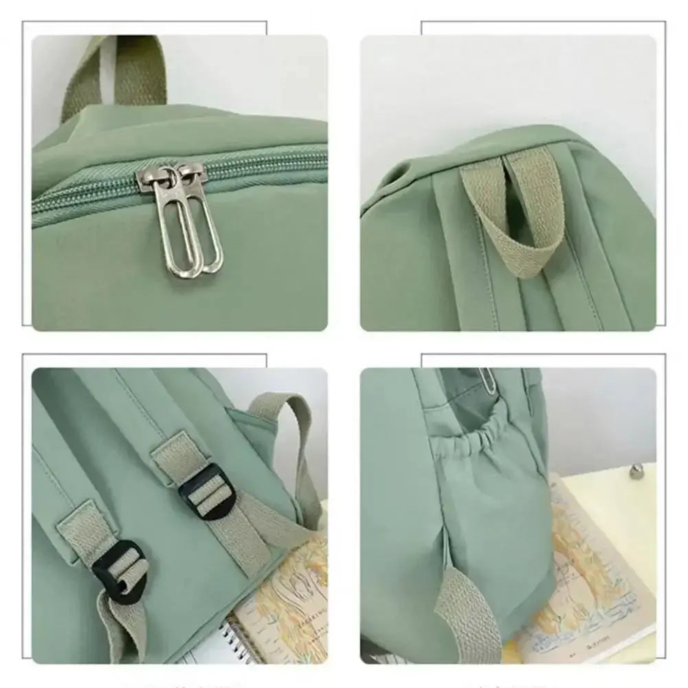 New Women Schoolbag Waterproof Large Capacity School Backpack Smooth Zipper Solid Teens Girl Casual Daypack Bag Student Supply