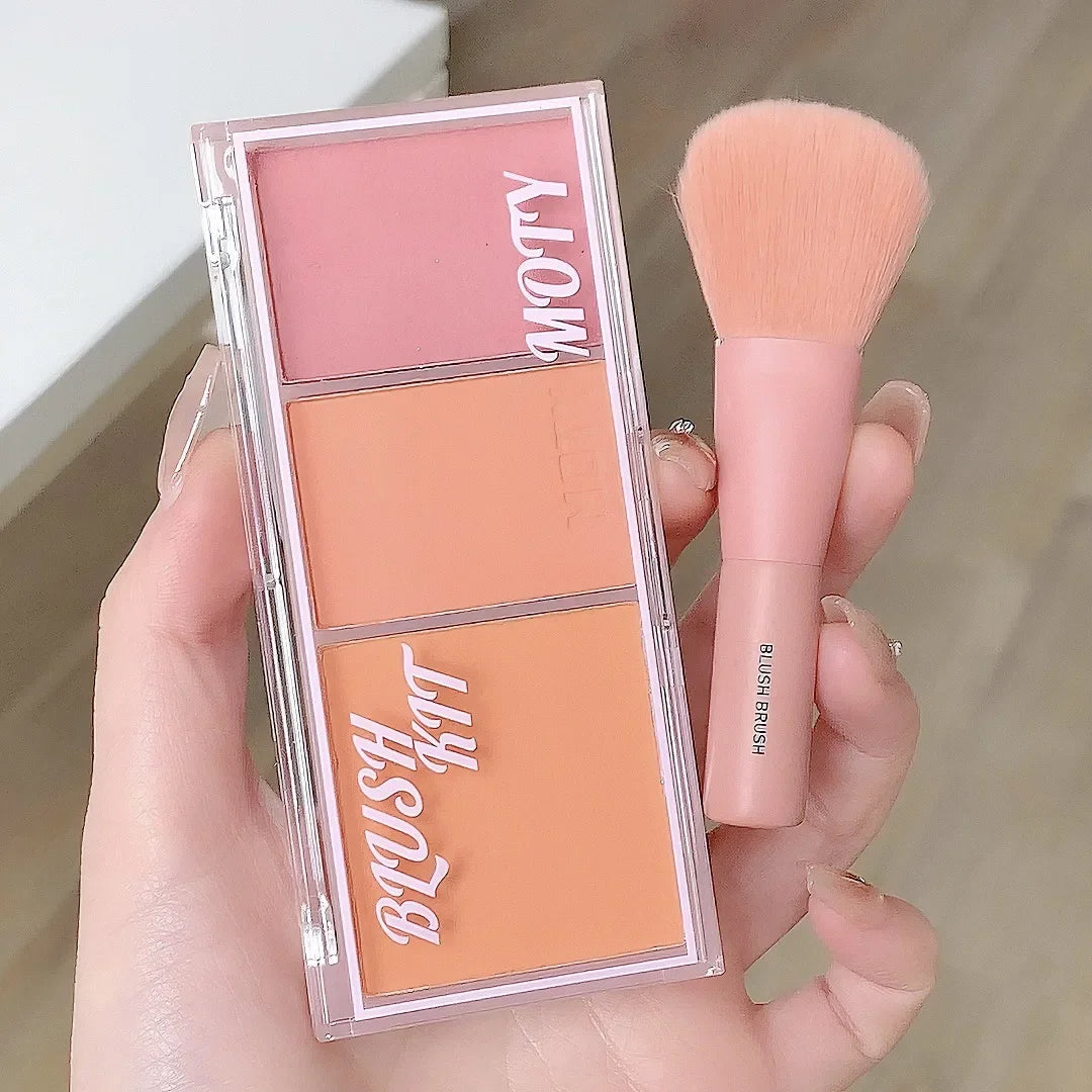 Pink Series 3 Colors Blush Makeup Palette Mashed Potato Texture Matte Cheek Tint Contour Shadow Blusher Cosmetics Rouge Powder