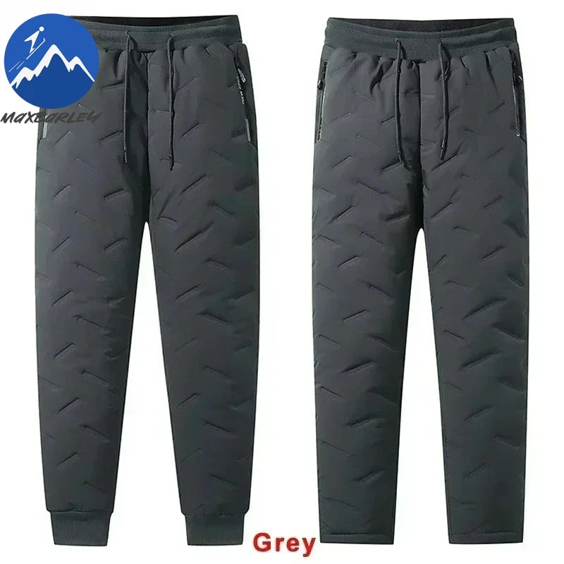 Winter Zip Pockets Thicken Fleece Sweatpants Men Joggers Black Grey Down Cotton Warm Pants Male Water Proof Thermal Trousers 7XL
