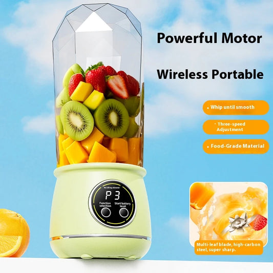 Portable USB rechargeable blender, electric juicer, 500ML capacity, 3-level power adjustment, for juicing fruits and vegetables