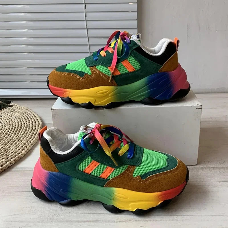 Women's Sneakers New Running Footwear Spring Autumn Outdoor Sports Shoes Multicolor Leisure Comfortable Frenulum Casual Tennis