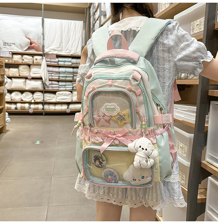 Large Capacity Children's School Bag Set for Girls Primary And Middle School Double Shoulder Backpack Sweet College Style