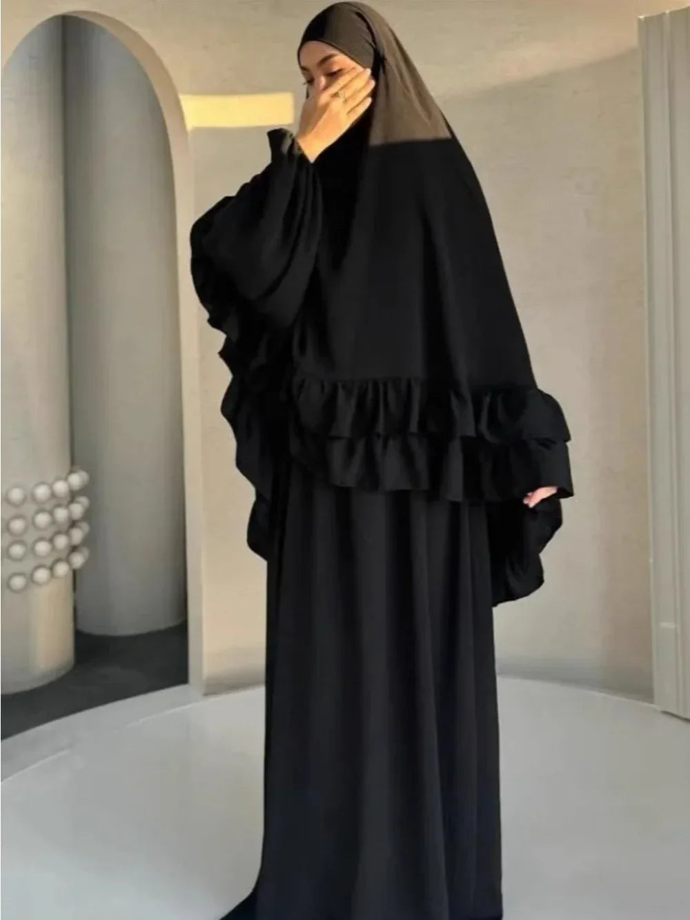 Muslim Dresses Hijab 2 Piece Sets Women Prayer Garment Modest Abayas Headscarf Ramadan Kaftan Islam Vestidos Arab Long Robe Suit