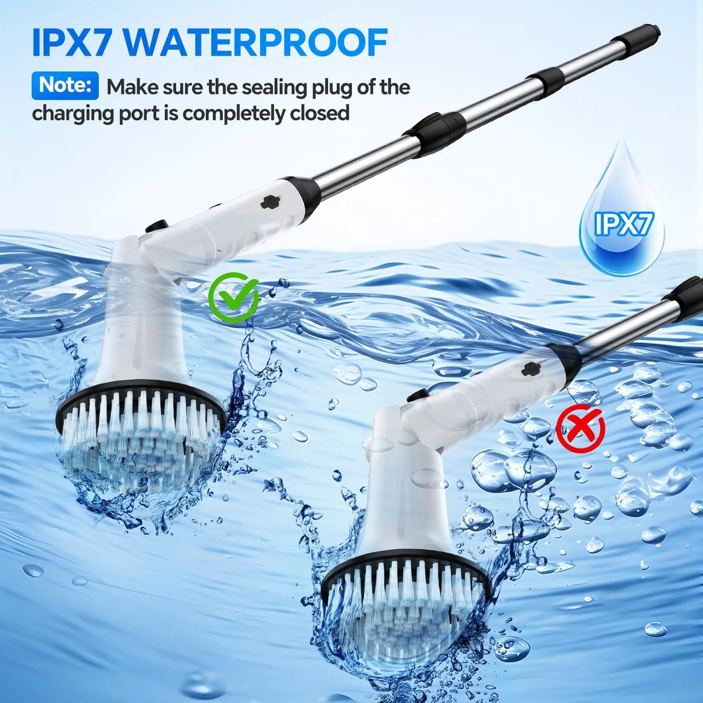 Handheld Cleaning Brush Cordless Dish Washing Gun Wireless Power Electric Spin Scrubber Brush Heads for Kitchen