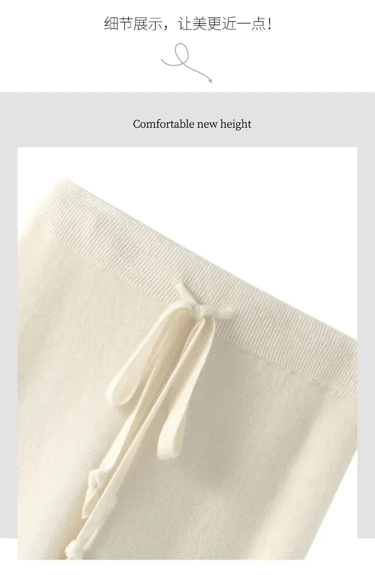 Soft Knitted Pants Women's Autumn/Winter Outerwear Hanging Knitted Wide Leg Pant White Floor Pants Straight Leg Pants