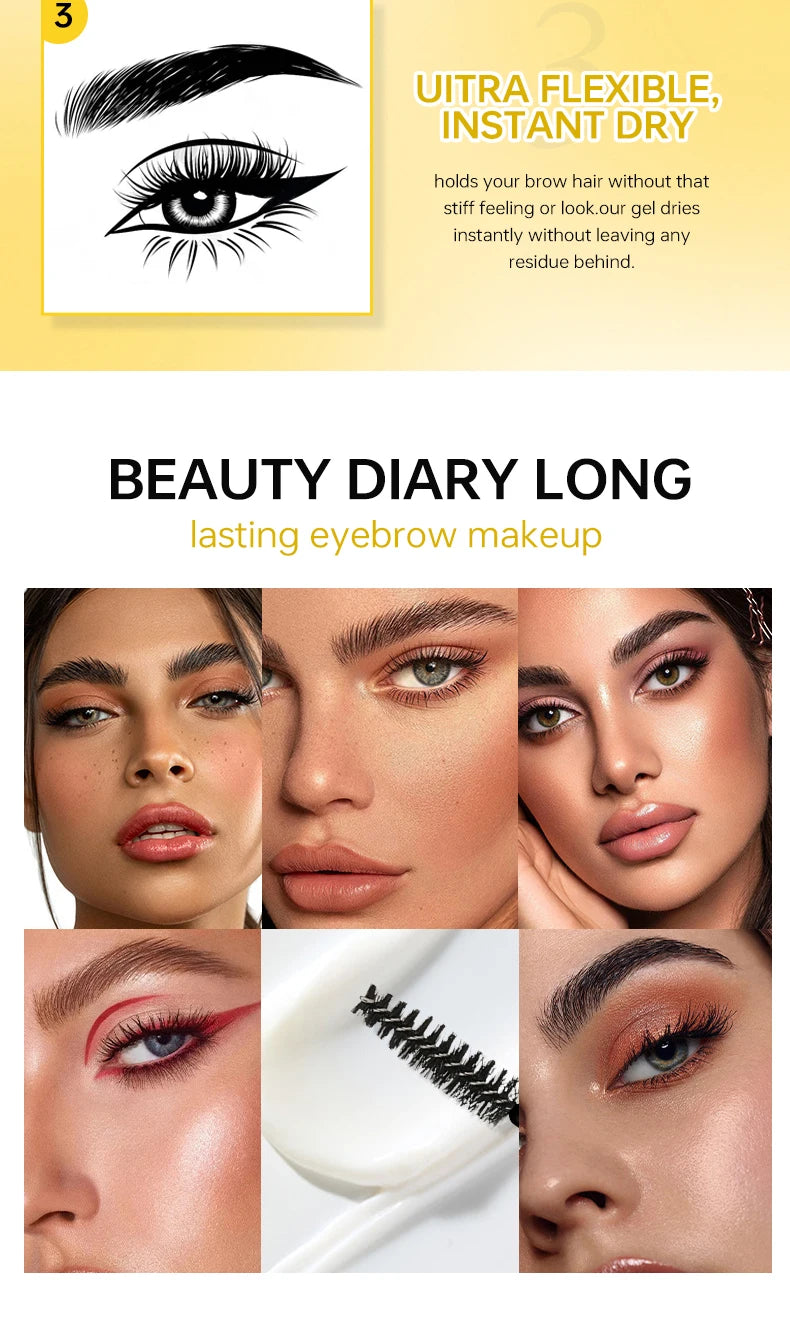 O'CHEAL 3D Eyebrow Gel Colorless Transparent Create Natural Eyebrows Quick-dry Waterproof Long-lasting Thick Full Eyebrow Makeup