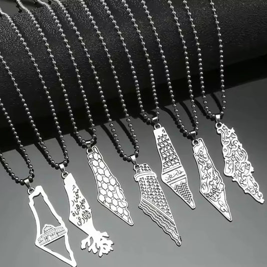 Palestine Country Map Flag Pendant Necklace for Men Women Stainless Steel Necklaces Jewelry Gifts