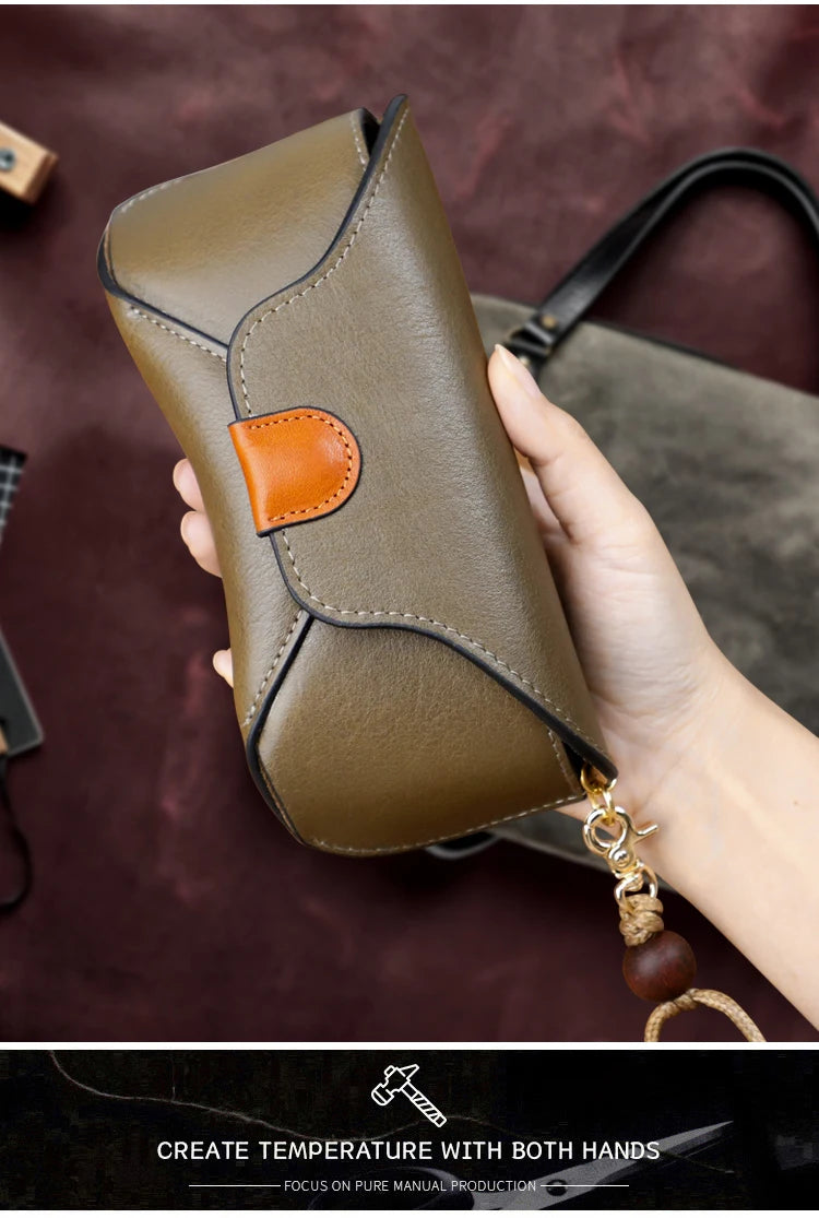 Genuine Leather Eye Glasses Bag for Eyeglass High Quality Handmade Causal Glasses Case Sunglasses Protector Pouch