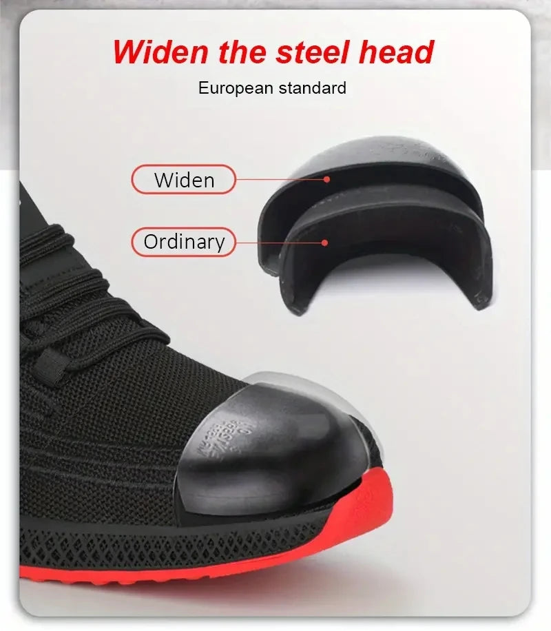 Work Shoes With Steel Toe Boots Anti Smash Safety Shoes Men Women Light Work Sneakers Breathable Anti-Stab Indestructible Shoes