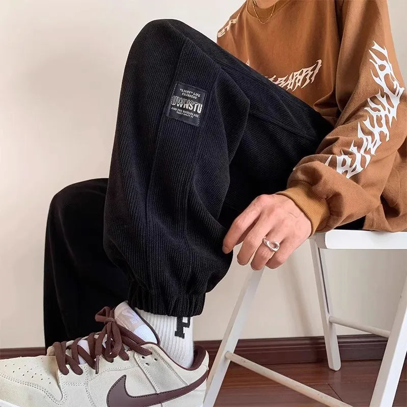 2025 New Men's Corduroy Casual Pants Autumn Winter Wear Resistant Dirt Proof Loose Fit Sport Style Trousers for Working