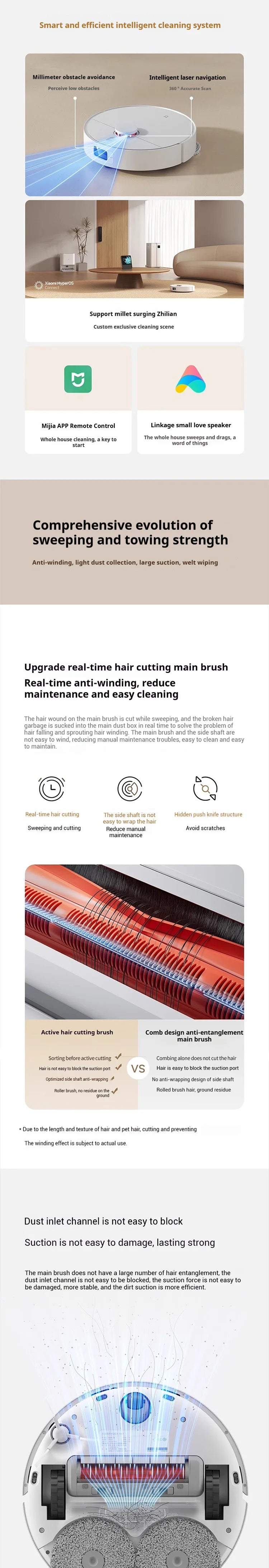 【Xiaomi】 Robot Vacuum H40, 10,000 Pa Powerful Aspiration, Ultra-Accurate Cleaning with Navigation LDS, 2-in-1: Vacuum and Wash