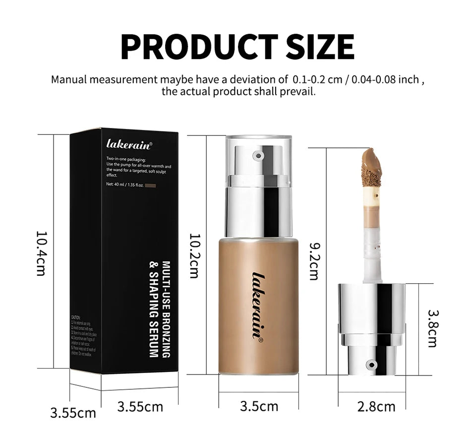 Lakerain Contouring Shaping Serum Long Lasting Nature Bronzing Foundation Deep Moisturizing Brighten Facial Contouring Concealer