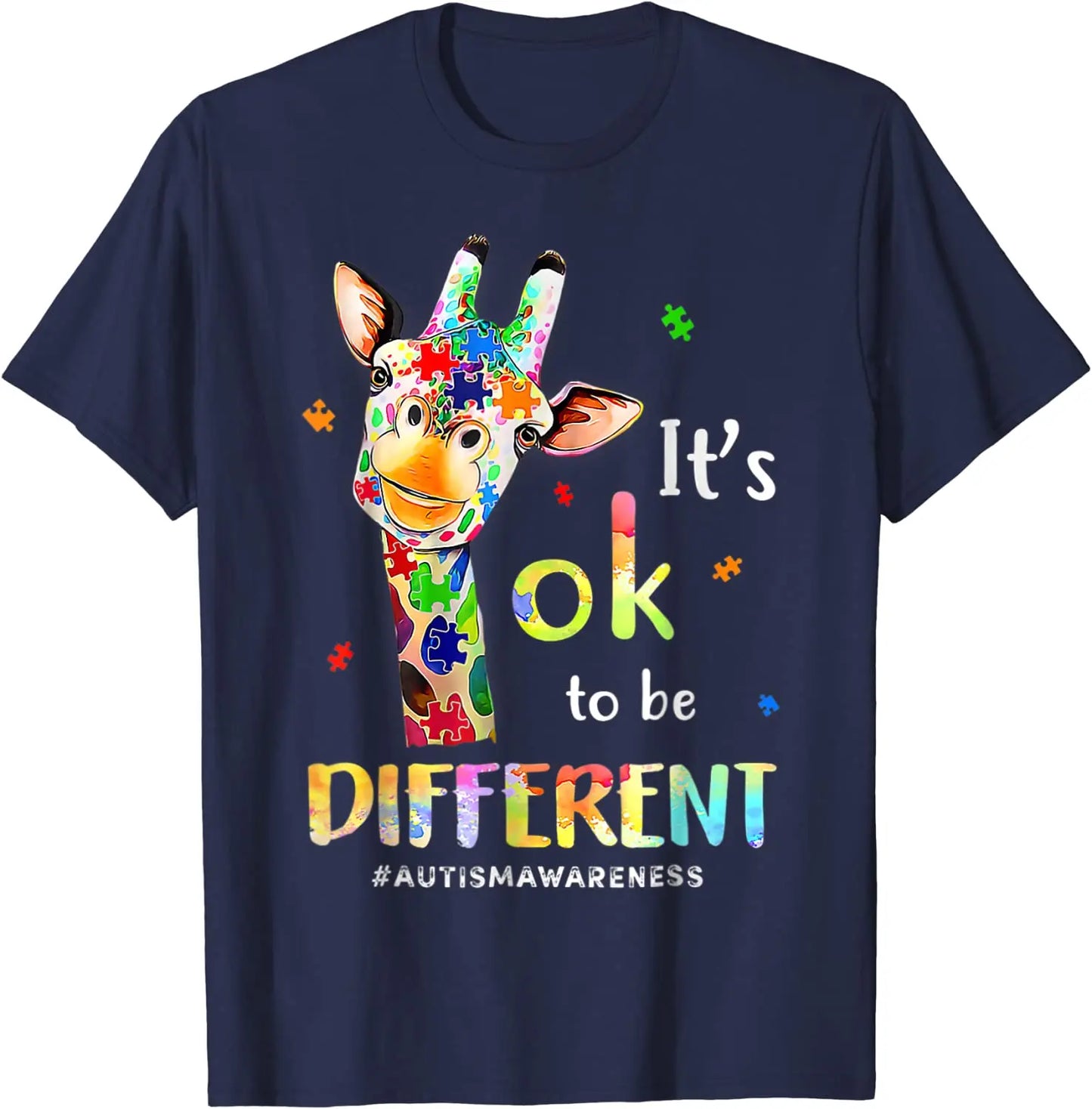 Autism Awareness T-Shirt Cute Giraffe Animals Be Differents Graphic Tee Tops Proud Autism Family Matching Outfits Novelty Gifts