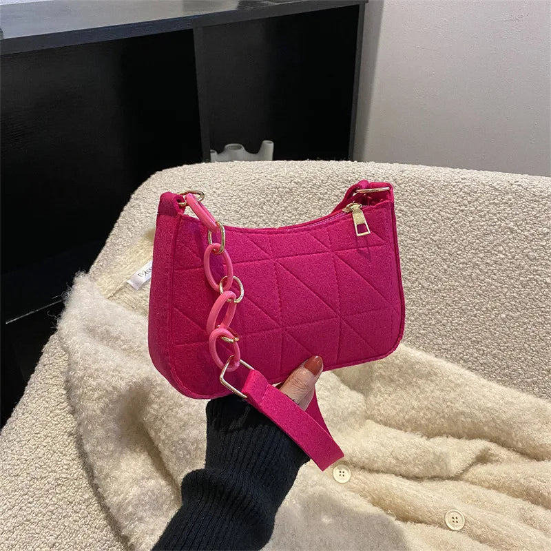 Women Small Square Bag Сумка Женская Simple and Versatile Casual Handbag Fashion Popular Felt One Shoulder Messenger Bags Purse