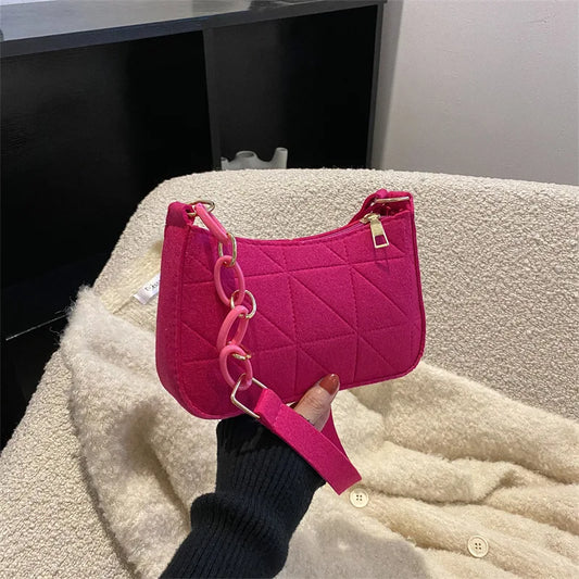Women Small Square Bag Сумка Женская Simple and Versatile Casual Handbag Fashion Popular Felt One Shoulder Messenger Bags Purse