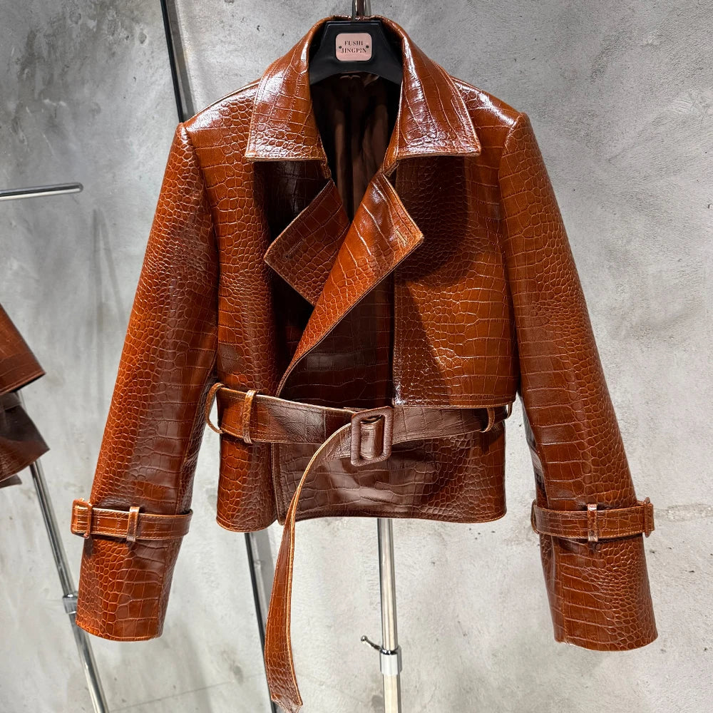 Ladies Blazer Leather Coat Office Lady Sheepskin Jackets Female Genuine Leather Outwear