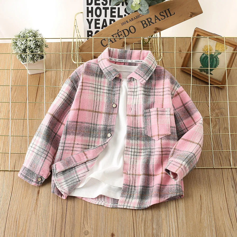 Kids Shirts Boys and Girls Shirts Plaid Printed Girls Blouse Children Clothing for Boys Blouses 2 To 8 Years