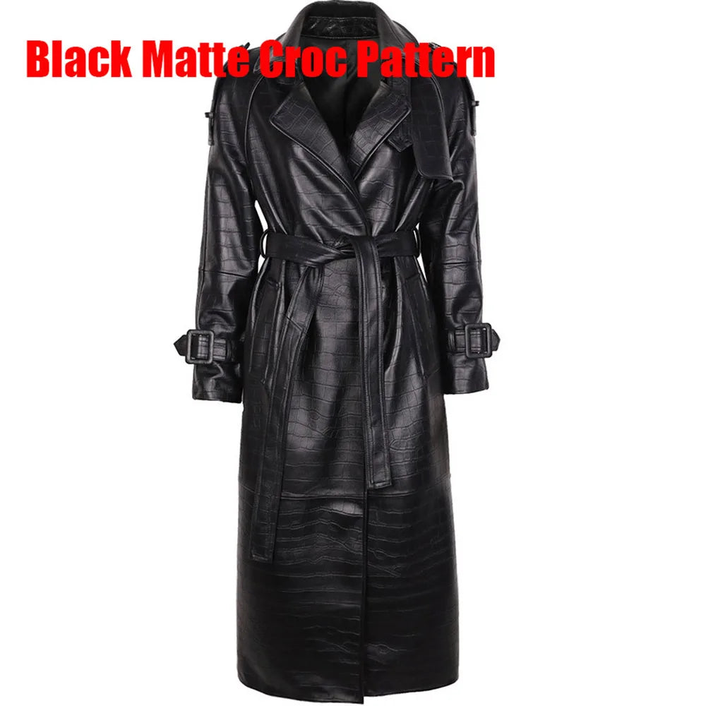 YOLOAgain High Quality Real Leather Trench Coat Women Genuine Leather Jacket Windbreak Female