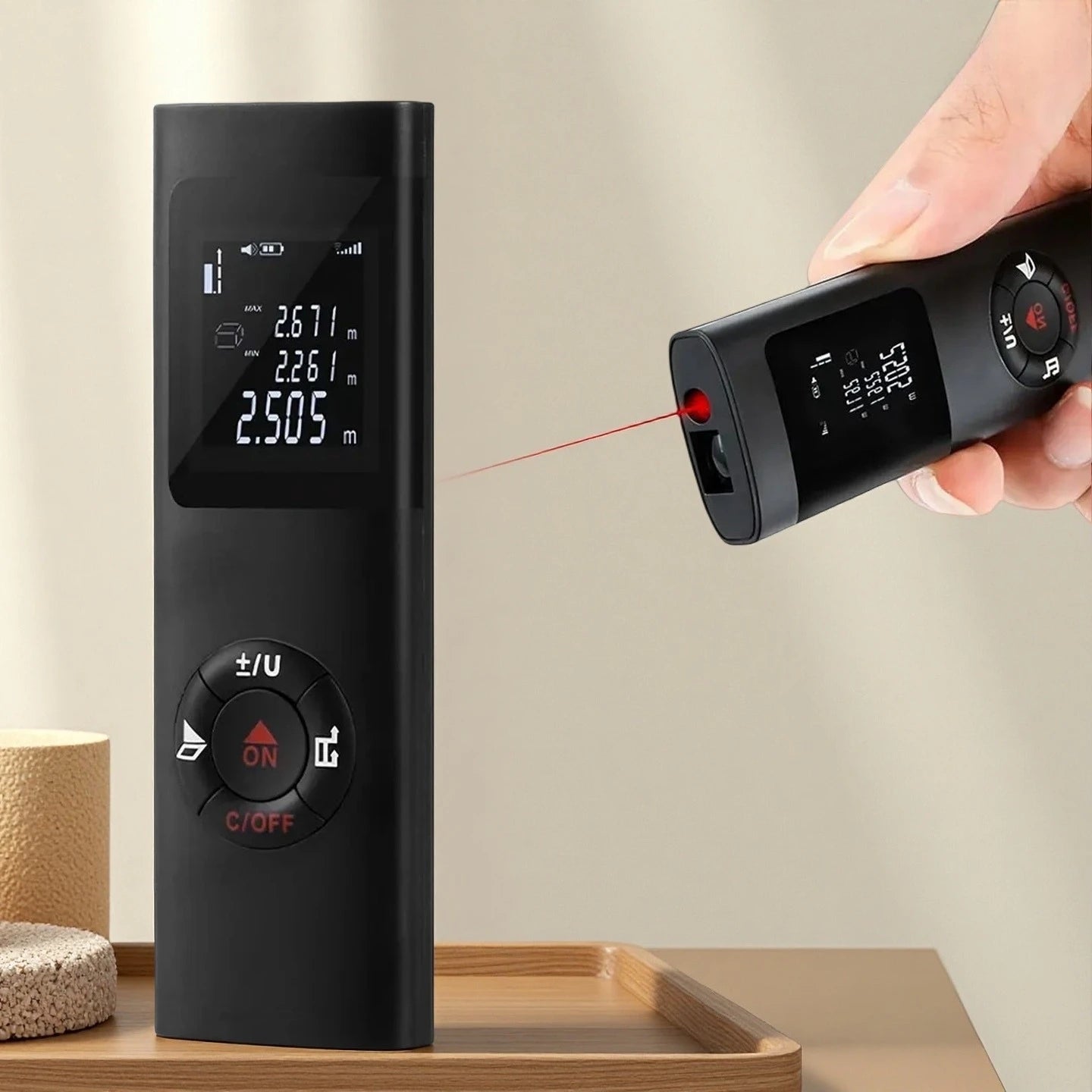 40/60M Portable Digital Laser Distance Meter, ±1/16 Inch High Accuracy, USB Charging, M/in/Ft Unit Switch Laser Measurement Tool