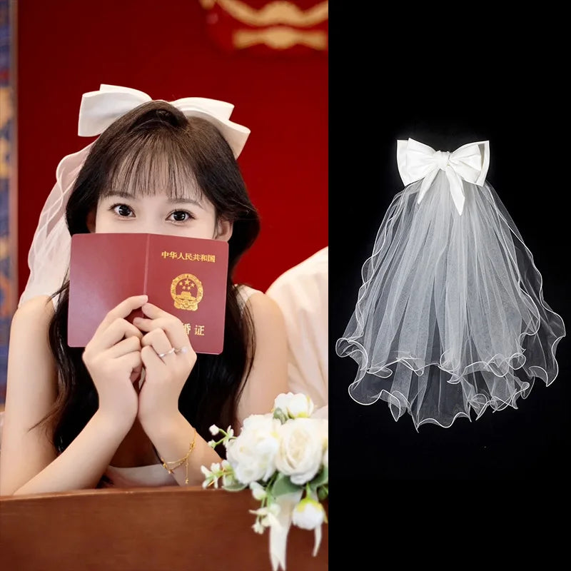 Wedding Veil Bridal Headwear Engagement Proposal Simple Elegant Soft Tulle Headpiece for Bride Ceremony Registration