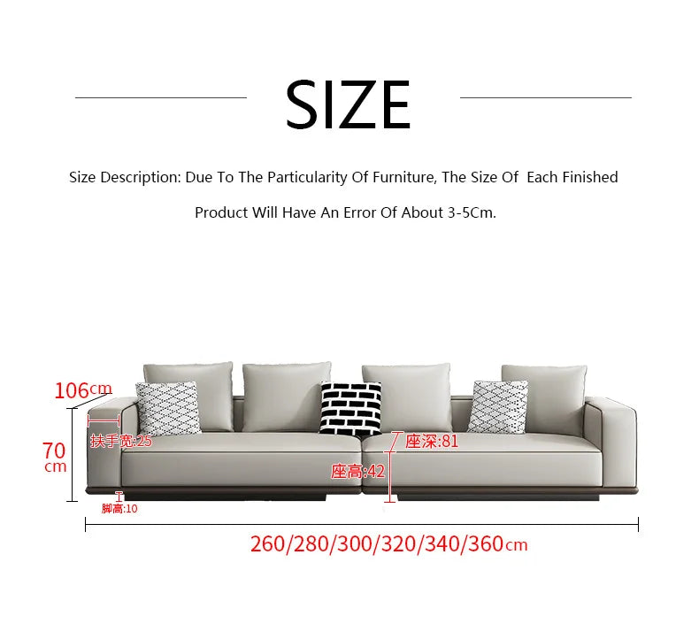 Modern Simple Leather Sofa Living Room Modern Large Flat Floor Large Household Type First Layer Cowhide Inline Tofu Block Sofa