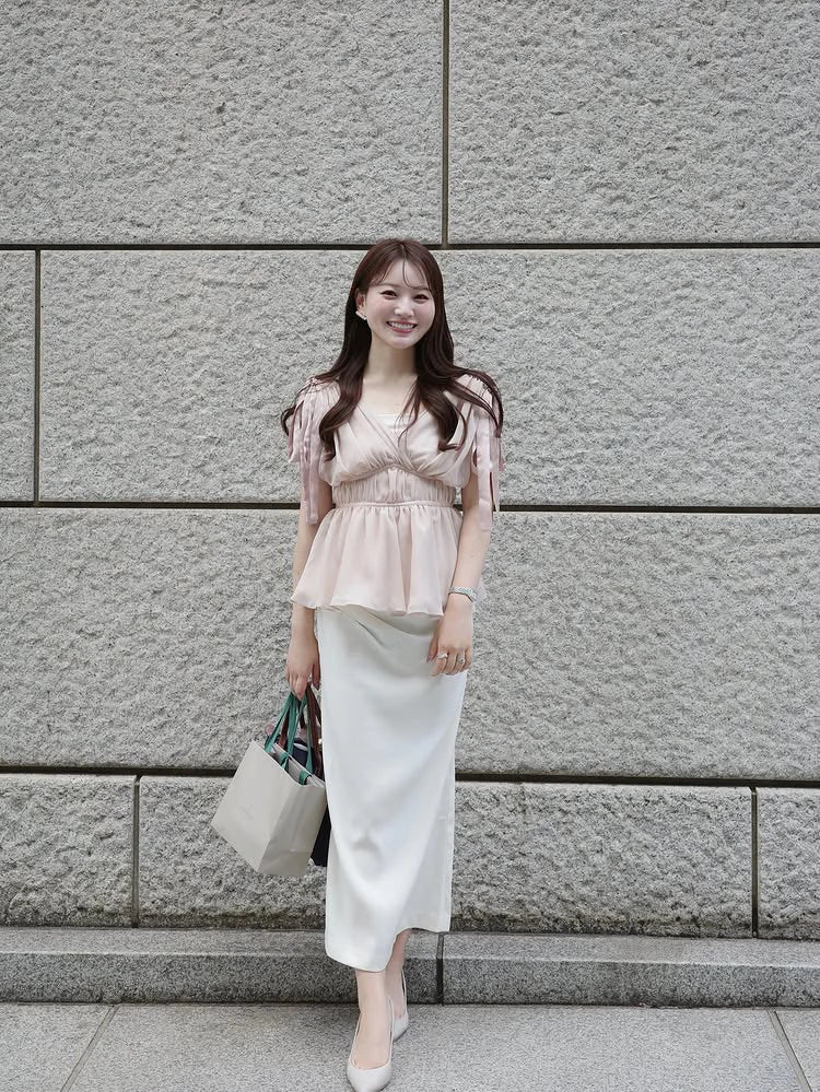 Women's Tops Summer Bow Tie Sweet Elegant Blouse Femme V Neck Shirt Waist-Cinching Japanese Style Sleeveless Chiffon Blouse