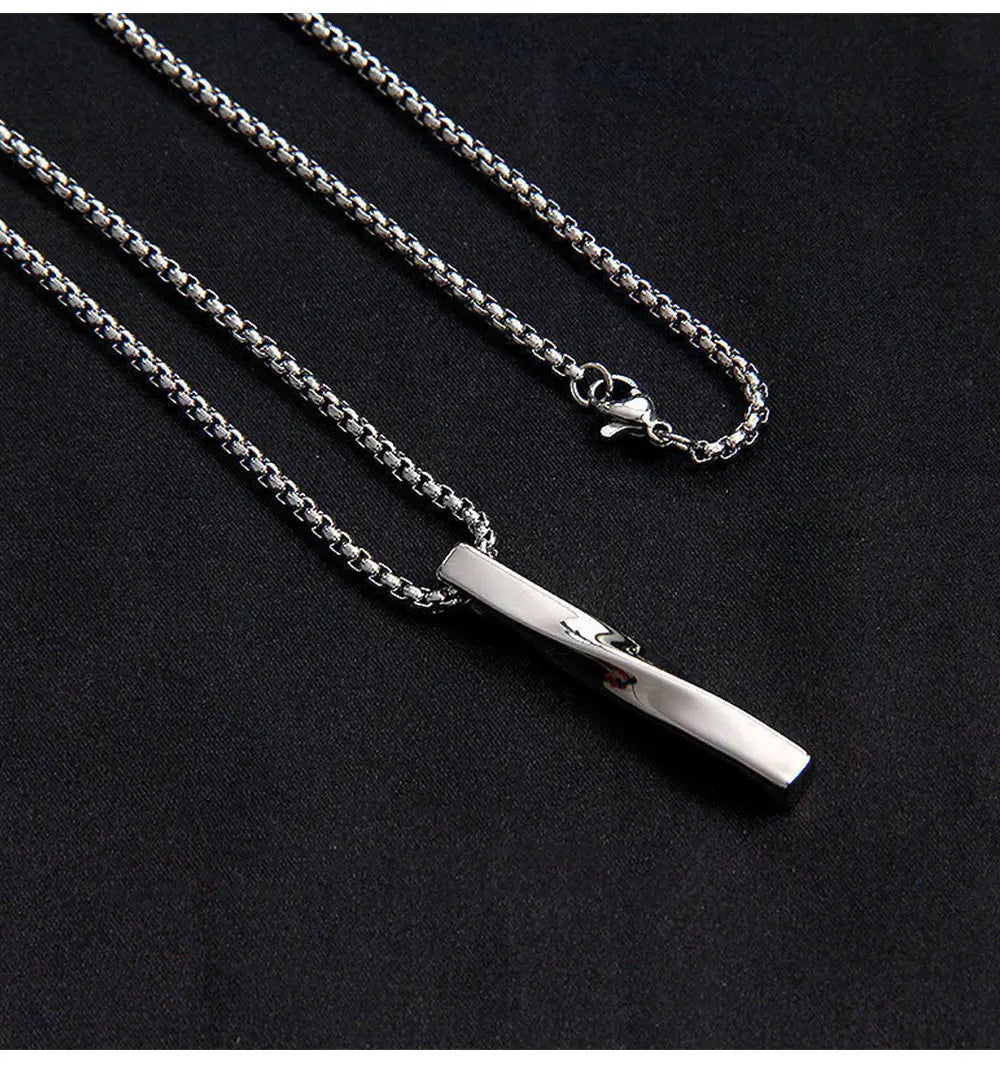 Mens Jewellery New Vintage Rectangle Pendant Necklace Men Width 3mm Stainless Steel Handmade Chain Necklace for Men Jewelry Gift
