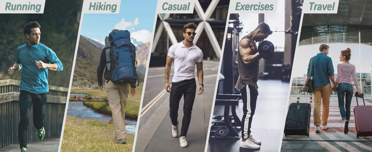 TACVASEN Summer Quick Dry Pants Mens Zip Pockets Elastic Waist Pants Hiking Jogging Running Pants Fashion Gym Fitness Trouser