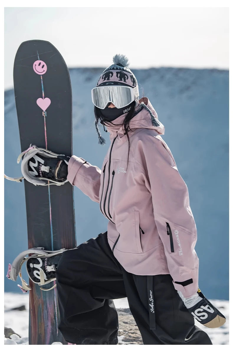 John Snow Men and Women's Winter Waterproof Warm Ski Jacket Professional Breathable Mountaineering Jacket Outdoor Snow Coat