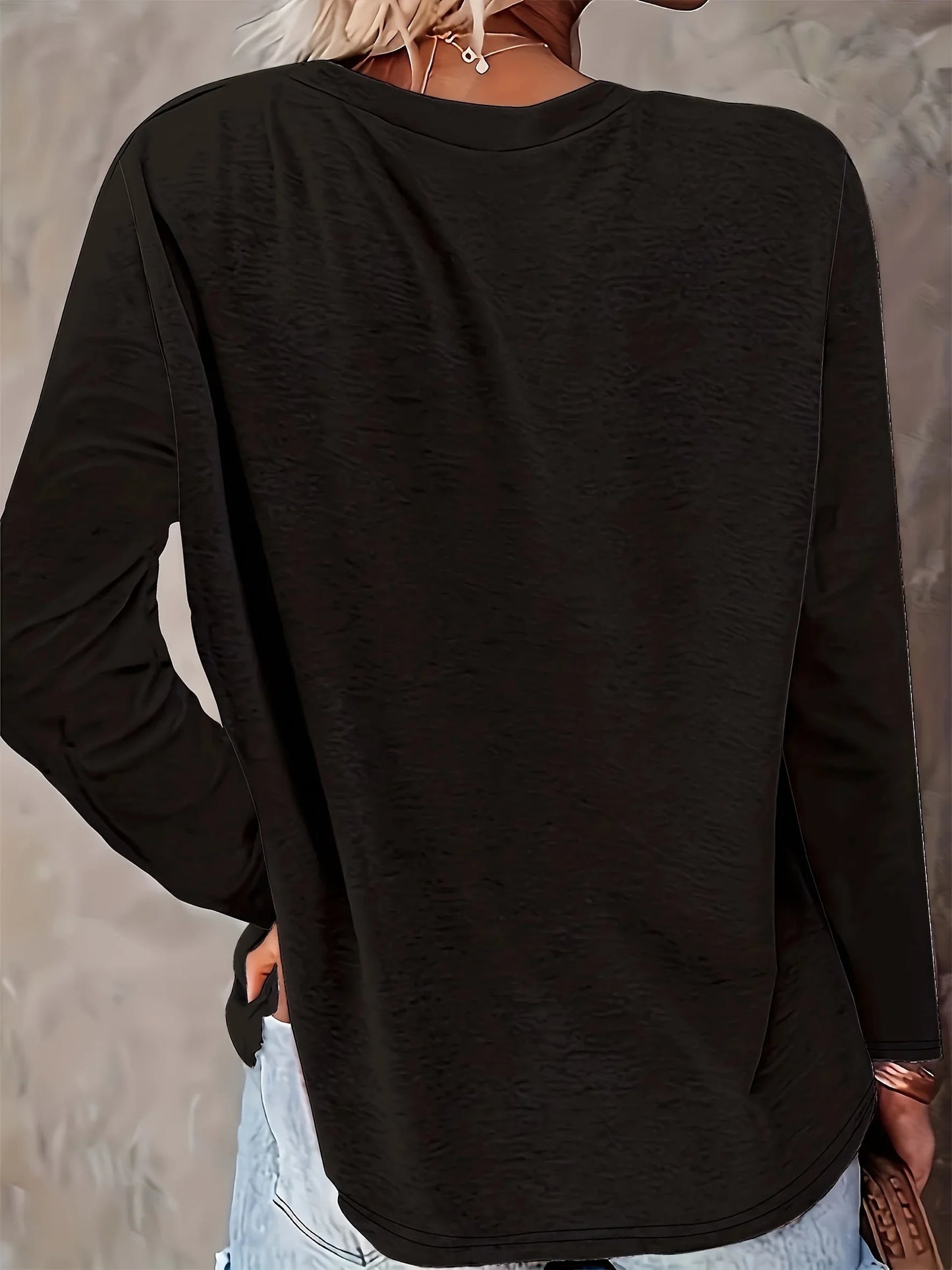 100% pure cotton women's spring and autumn casual long sleeved shirt with heart gesture graphic print round neck T-shirt