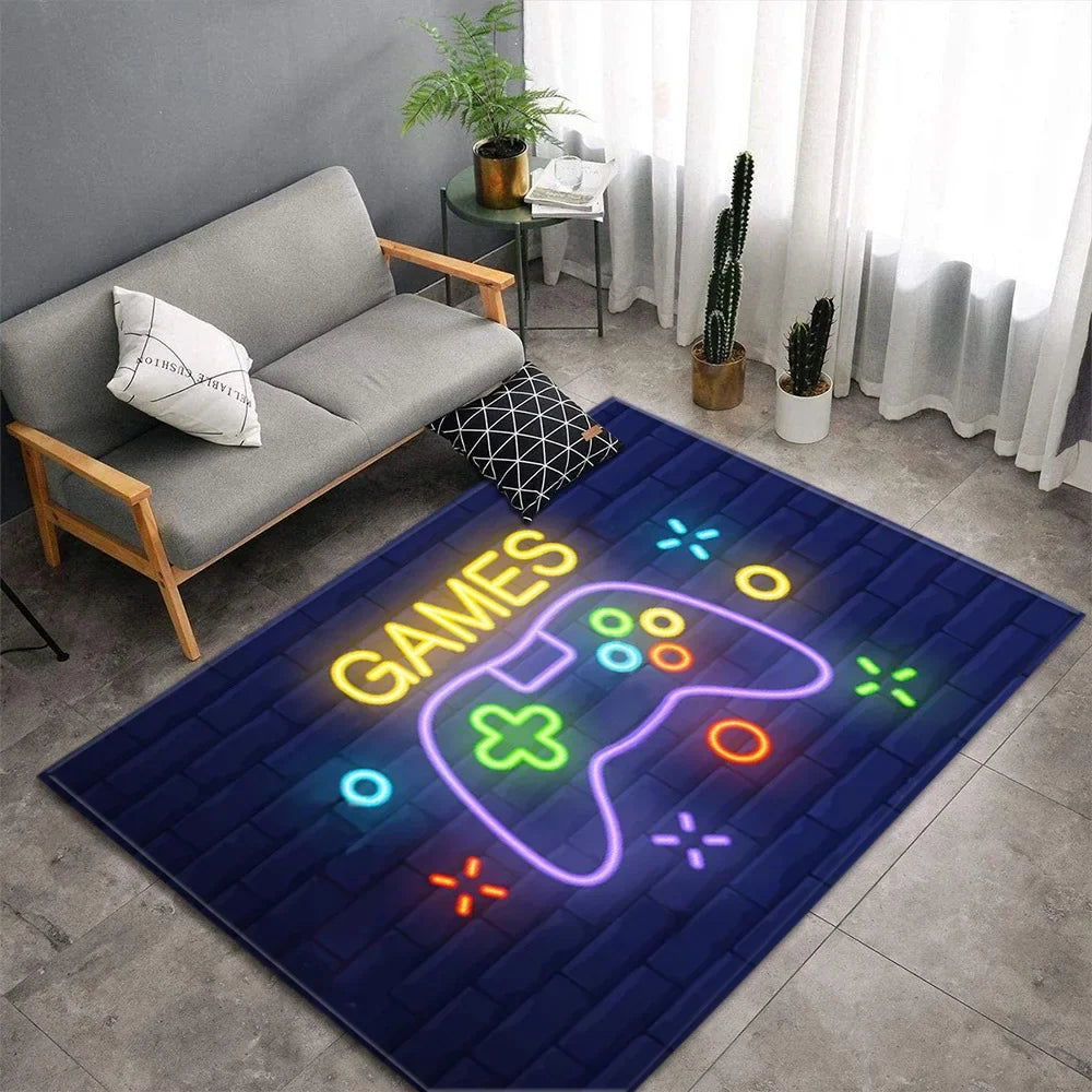 Cartoon Game Console Carpet for Living Room Video Game Children Player Area Rug Soft Anti-slip Bedroom Entrance Floor Mat