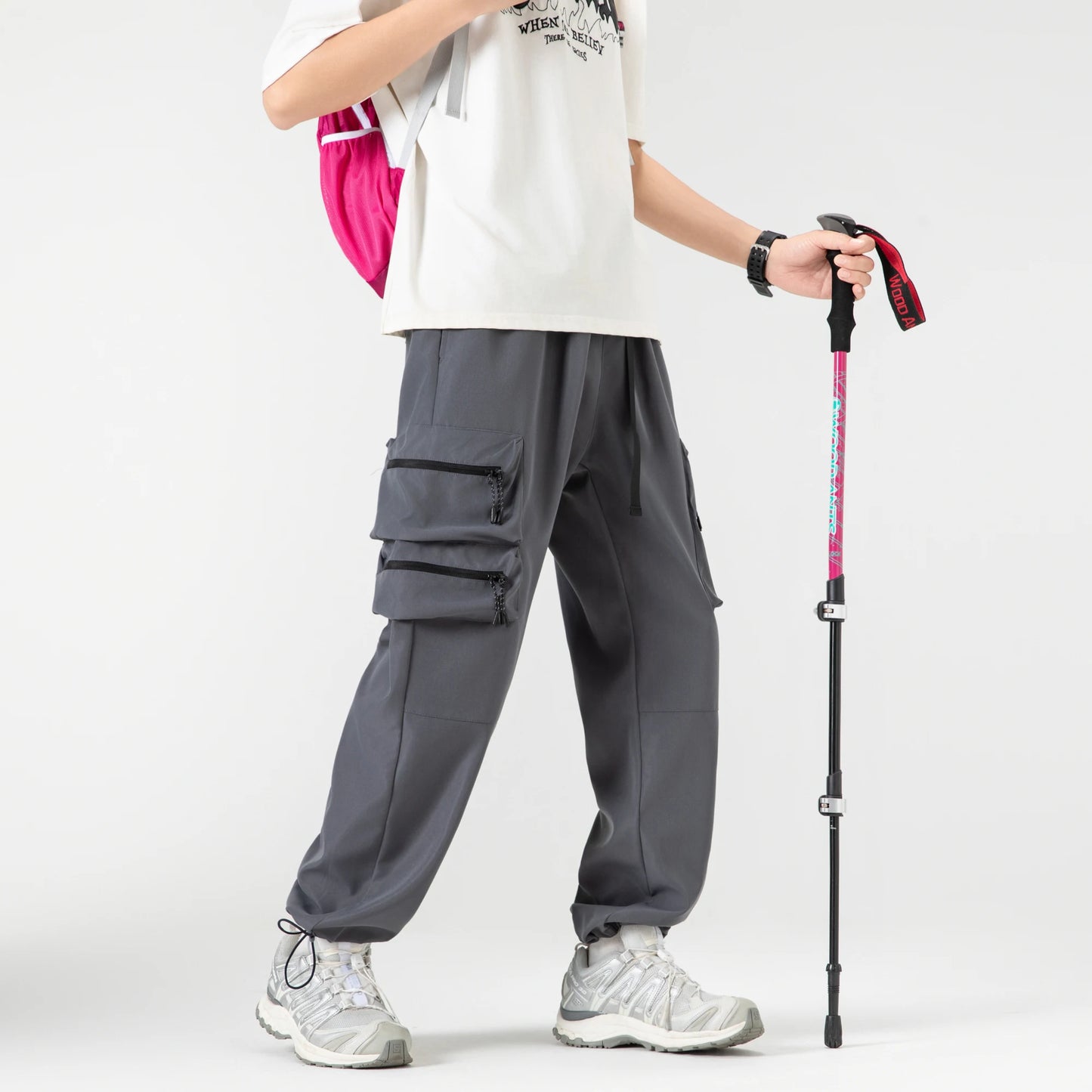 Men's high-end pants, trendy and versatile, cool and stylish teenage down pants, American straight-leg casual workwear pants