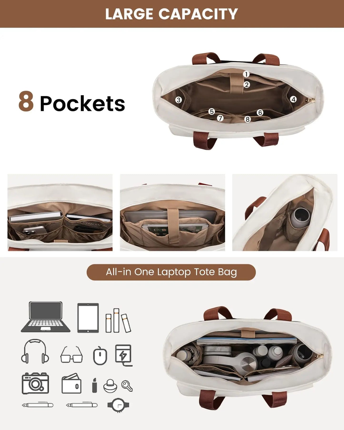 Women Laptop Tote Bag Large Capaci Handheld Shoulder Casual Crossbody Bag Commuter OL Inner Ket Nylon Fabric for 15.6 Inch Bag