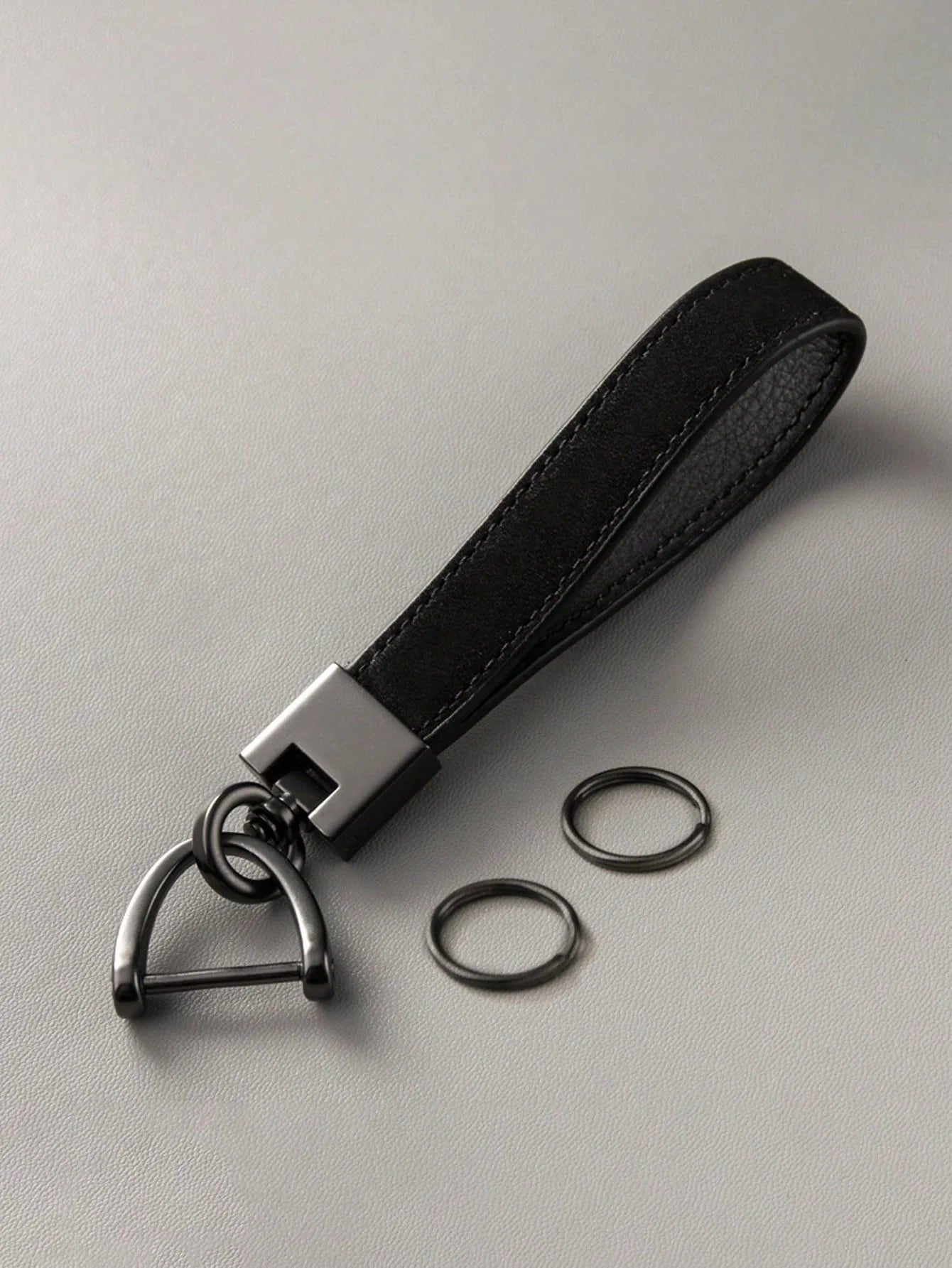 Genuine Leather Keychain (Men & Women), Suede Finish, Minimalist Design, Premium Top-Grain Cowhide, Durable Metal Ring, Gift for
