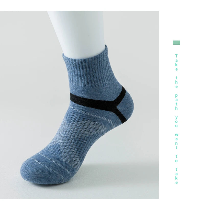 3/5/6 Pairs  Cotton Outdoor Sports Socks, Sweat Absorbing and Odor Resistant Cotton Running Basketball Socks, Trendy Socks